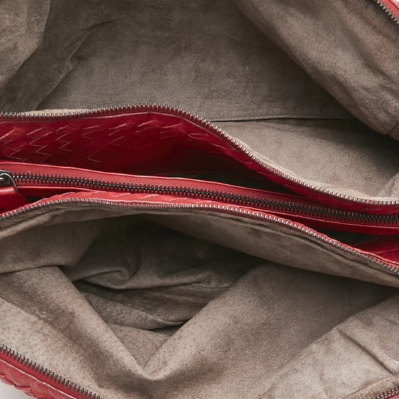 BOTTEGA VENETA Red Leather Intrecciato Tote Bag
